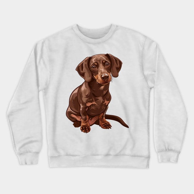 Valentine Dachshund Shaped Chocolate Crewneck Sweatshirt by Chromatic Fusion Studio